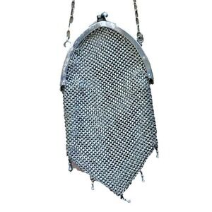 Antique Sterling Silver Mesh Coin Purse Flapper Era German NBCo With Chain